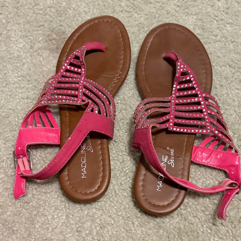 Madeline Stuart Fuchsia and Brown Sandals with Sparkles